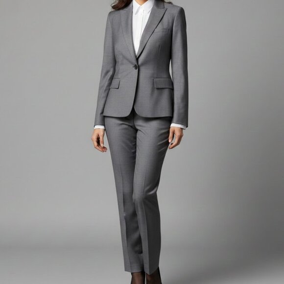 Calvin Klein Grey Grid Blazer Women’s Size 6 | Tailored Office Career Jacket - Picture 1 of 9